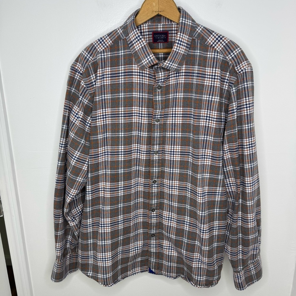 Untuckit Men's Brown Plaid Shirt
